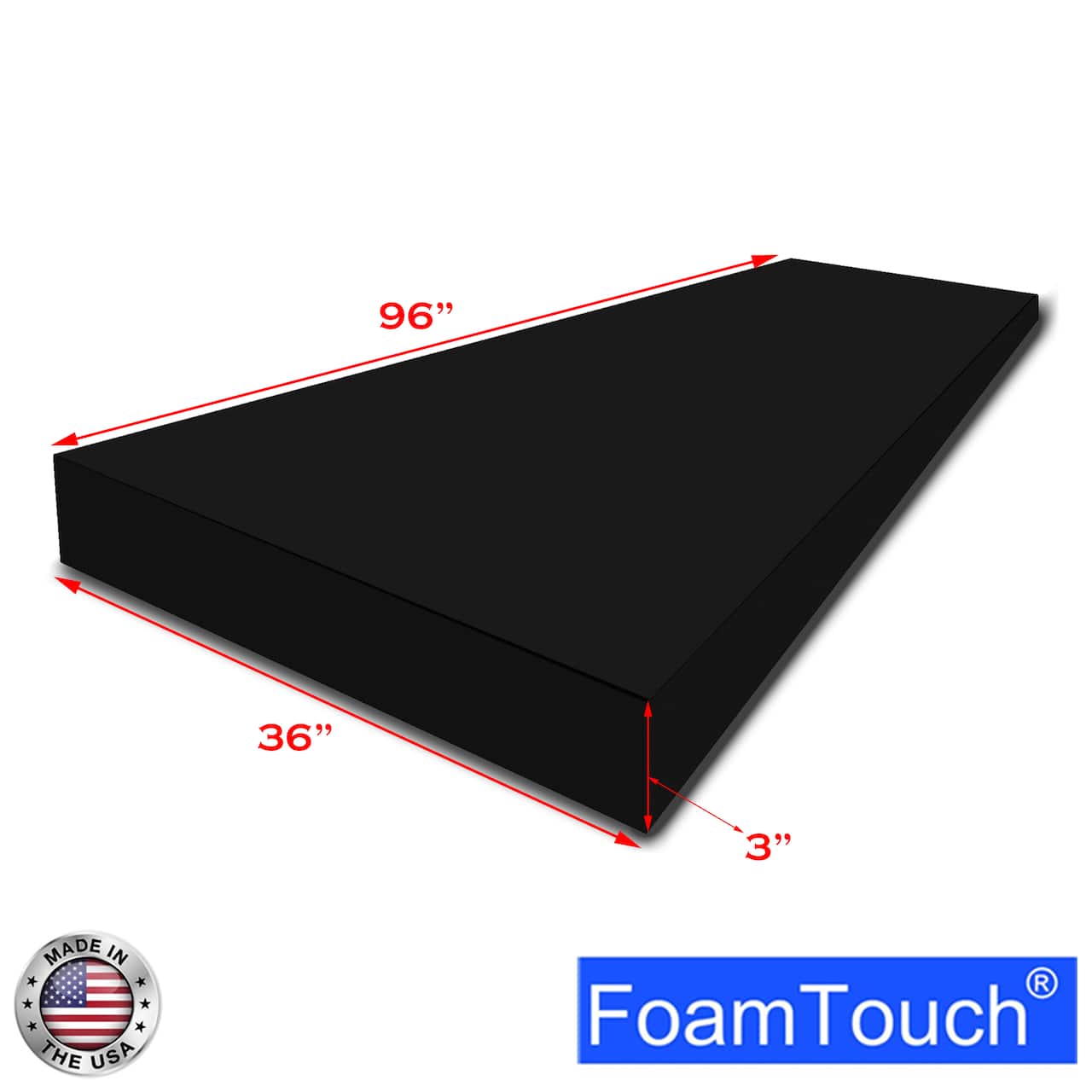 FoamTouch® 3" x 36" x 96" High Density Upholstery Foam